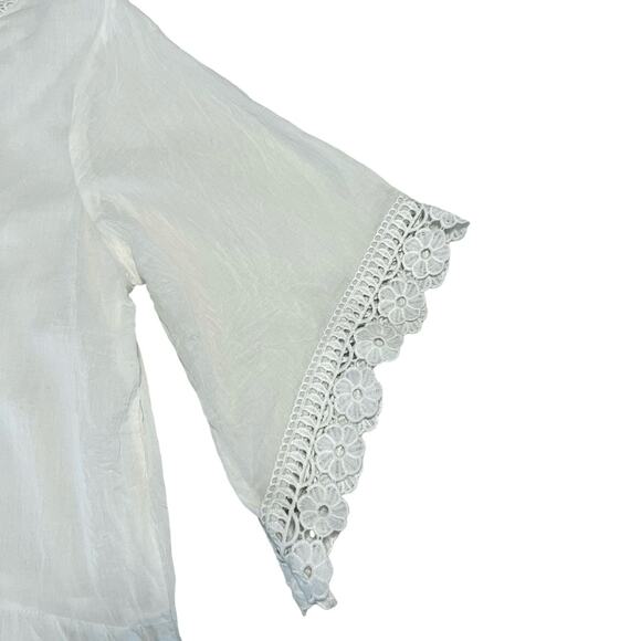 Indigo Thread Co. Mixed Media Angel Sleeve V-Neck Tunic Swim Cover-Up Sz L - Picture 4 of 7